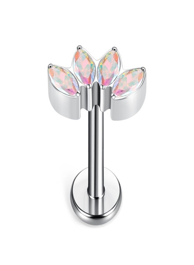 TOMIDES G23 Titanium Flat Back Earrings Studs 18g 16g F136 Implant Grade Titanium Labrets Press Fit Threadless Push In Dainty Cartilage Helix Conch Lobe Lip Tragus Piercing Jewelry (18G AB) - Image 1